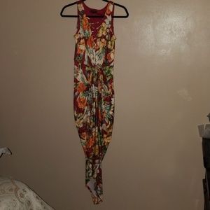 Hawaiian print maxi bodycon dress